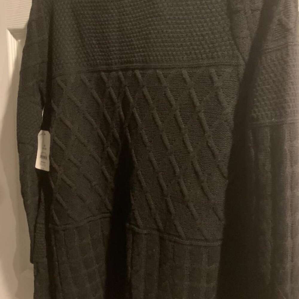 Faded Glory Black Open Sweater Cardigan Cable Knit Size M (8-10) w/Pockets NWT - Picture 4 of 4